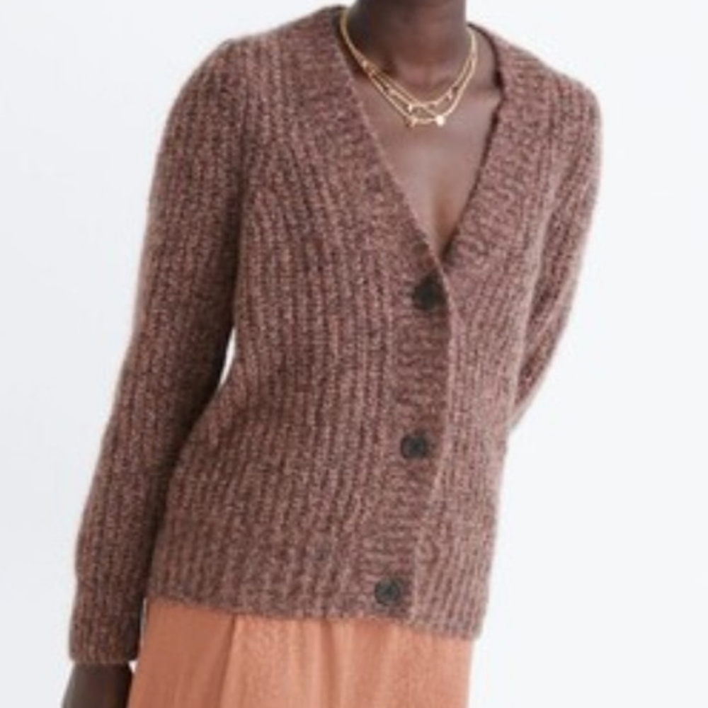 Madewell Sweater Willowbend V‎ Neck Pleat Sleeve Alpaca Cardigan